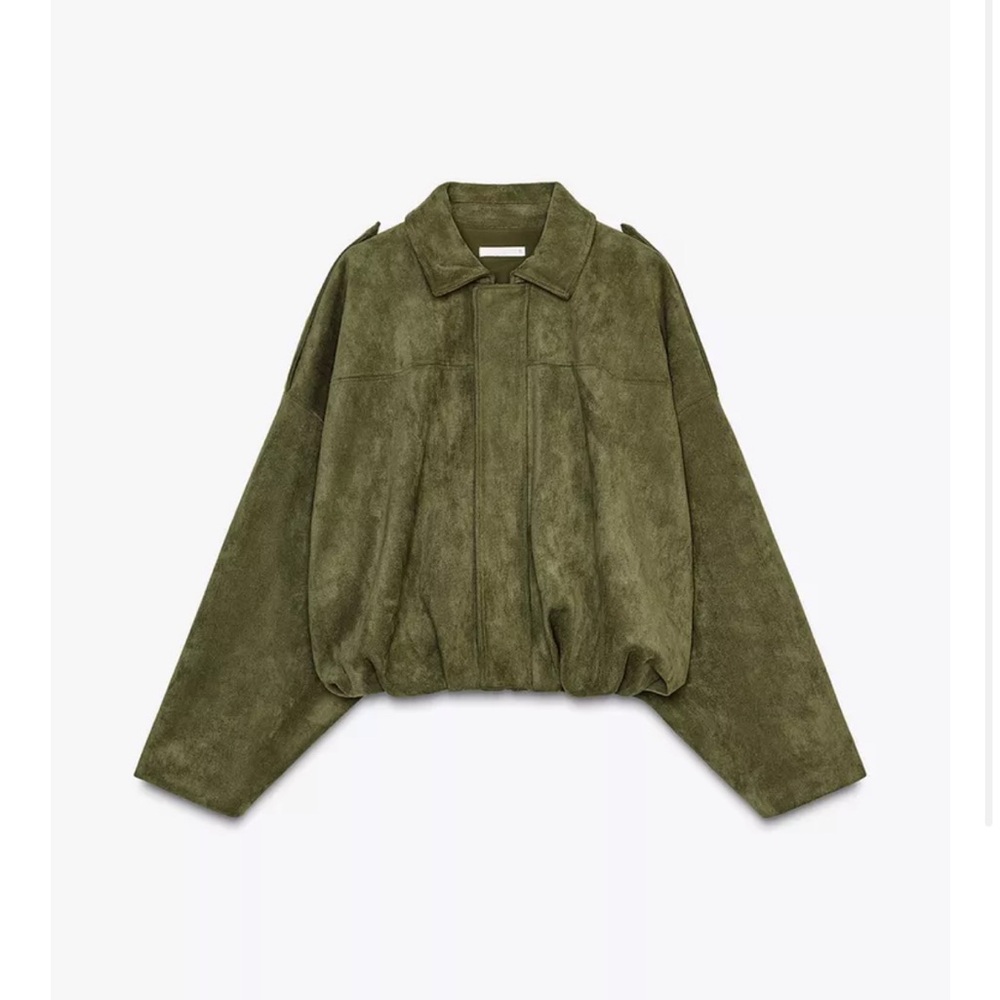 Zara Olive Green Bomber Jacket for Women